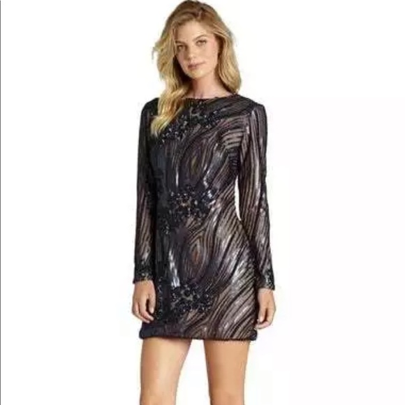 Dress The Population Long Sleeve Sequin Mini Dress XS - Picture 1 of 11